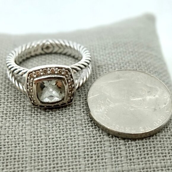 DAVID YURMAN~PETITE ALBION Prasiolite &  Diamond Cable Ring in Sterling Silver - Picture 6 of 9